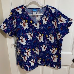 Womens Christmas/Frosty the Snowman scrub top